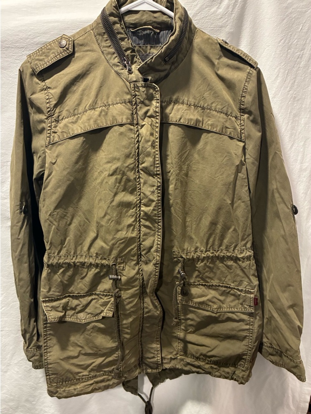 Levis Utility Anorak Jacket Womens Small Olive Green Military Cargo Coat - Picture 5 of 6